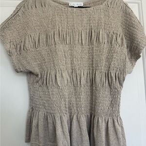 Women's Tan Smocked Top